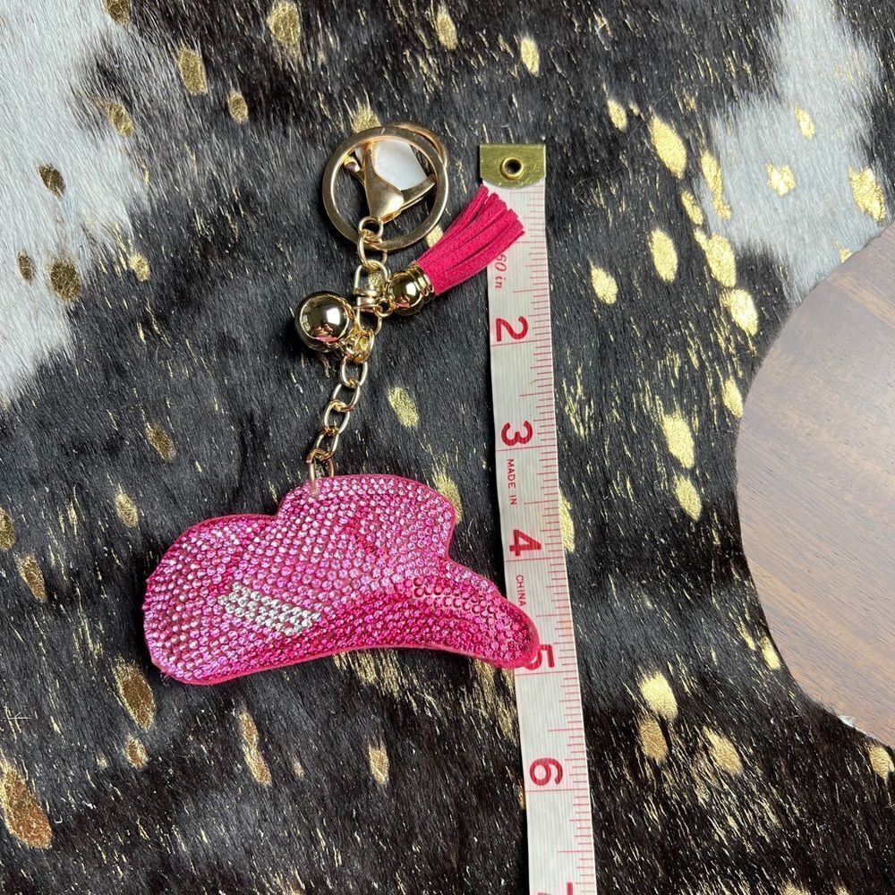 Blinged Pink Cowgirl Hat Keychain